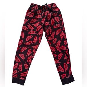 Kids Nike Black and Red Graphic Joggers, Size Small